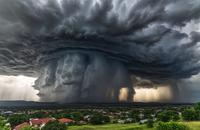 【画像素材】嵐の雲から大粒の雨が激しく降る