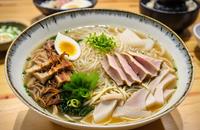 【画像素材】白濁した豚骨スープのラーメン