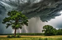 【画像素材】木の近くの雷雨