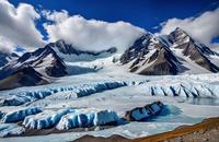 【画像素材】雪を冠った山頂と氷河で覆われた、そびえ立つ山脈