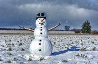 【画像素材】雪だるまがみぞれに喜ぶ