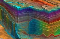 【画像素材】等価時間面を含む3D地質断面図