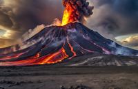 【画像素材】火山から噴き出すマグマの迫力ある様子