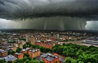 【画像素材】街を覆う豪雨