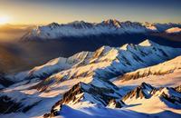 【画像素材】夕日に照らされた雪山