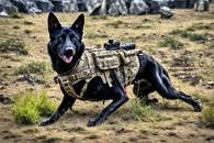 【画像素材】軍用犬として敵の発見や武器探知を行うイヌ