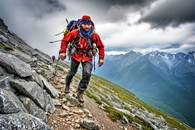 【画像素材】下山する登山家