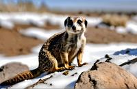 【画像素材】雪の中で佇むミーアキャット