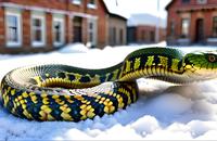 【画像素材】雪の中で見つかったヘビ