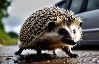 【画像素材】雨上がりのハリネズミ