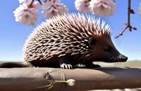 【画像素材】桜の木の下のハリモグラ