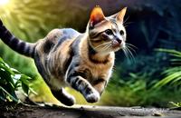 【画像素材】ネコがジャングルを駆け抜ける