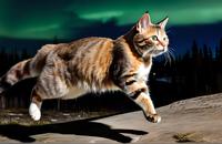 【画像素材】ネコが夜空を駆ける