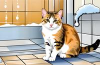 【画像素材】お風呂場にいるネコ