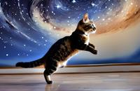 【画像素材】ネコが宇宙を眺める