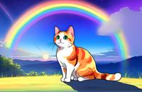 【画像素材】虹とネコ