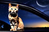 【画像素材】ネコが車に乗っている