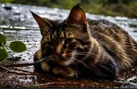 【画像素材】雨上がりのネコ