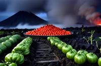 【画像素材】火山灰に埋もれたトマト