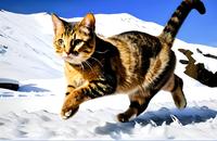 【画像素材】雪原を駆けるネコ
