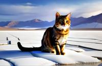 【画像素材】氷の上のネコ