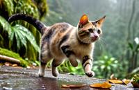 【画像素材】ネコがジャングルを駆け抜ける