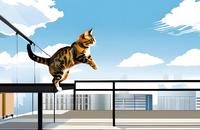 【画像素材】飛び降りるネコ