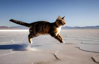 【画像素材】砂漠を駆けるネコ