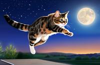 【画像素材】夜空に舞うネコ