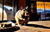 【画像素材】デグーがテーブルの上で餌を食べている様子