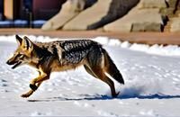 【画像素材】雪原を駆けるジャッカル