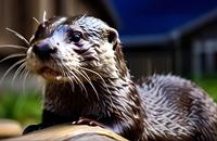 【画像素材】雨上がりのカワウソ