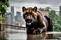 【画像素材】雨上がりのクロヒョウ