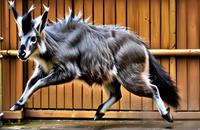 【画像素材】動物園のカモシカが柵の横を駆け抜ける