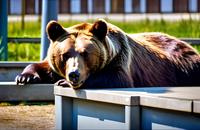 【画像素材】動物園で日向ぼっこをするクマ