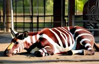 【画像素材】動物園で休むオカピ